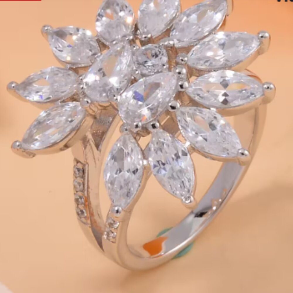 Lustro Stella Finest CZ Ring in Rhodium Over Sterling Silver
